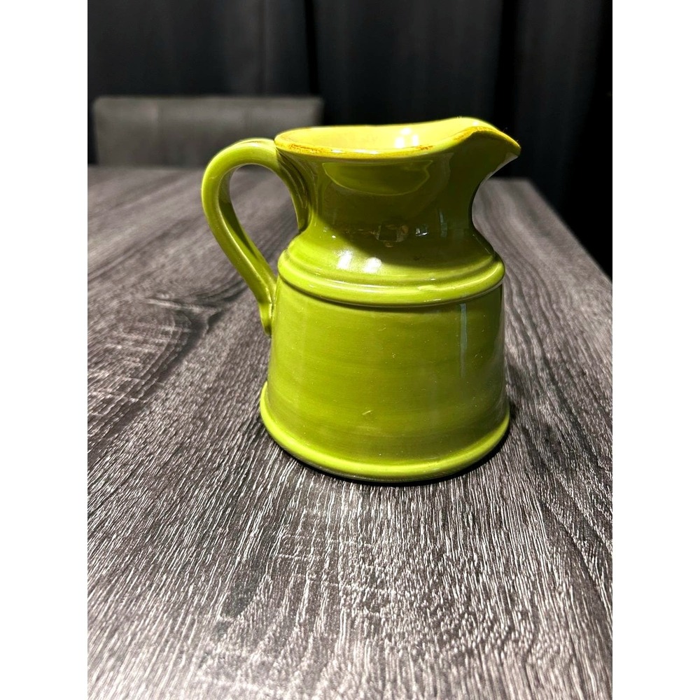 Vintage Il Nodo Ceramiche Italy Green Ceramic Creamer Pitcher Handmade Pottery